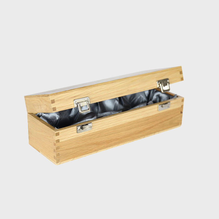 1 Bottle Oak Wooden Box with Silk Lining and Hinged Lid