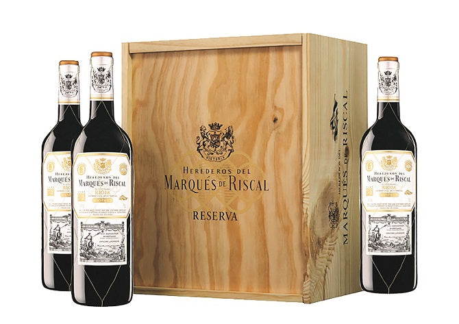 Rioja Reserva 2021 Marqués de Riscal - 3 Bottle Wooden Box - Flash Sale